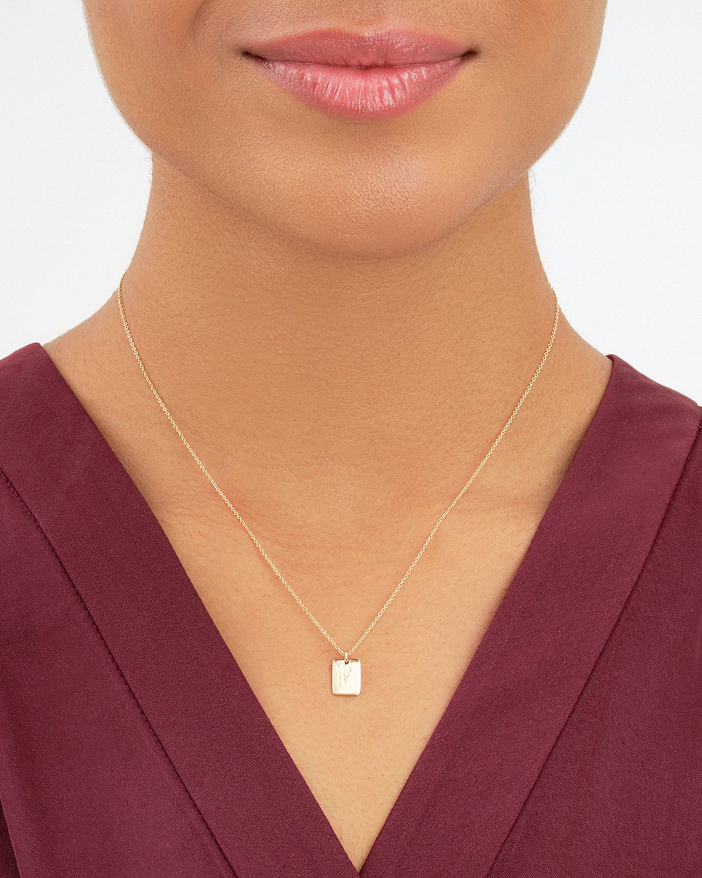 14K Gold Dog Tag Pendant Necklace Fine Necklace SF Fine 