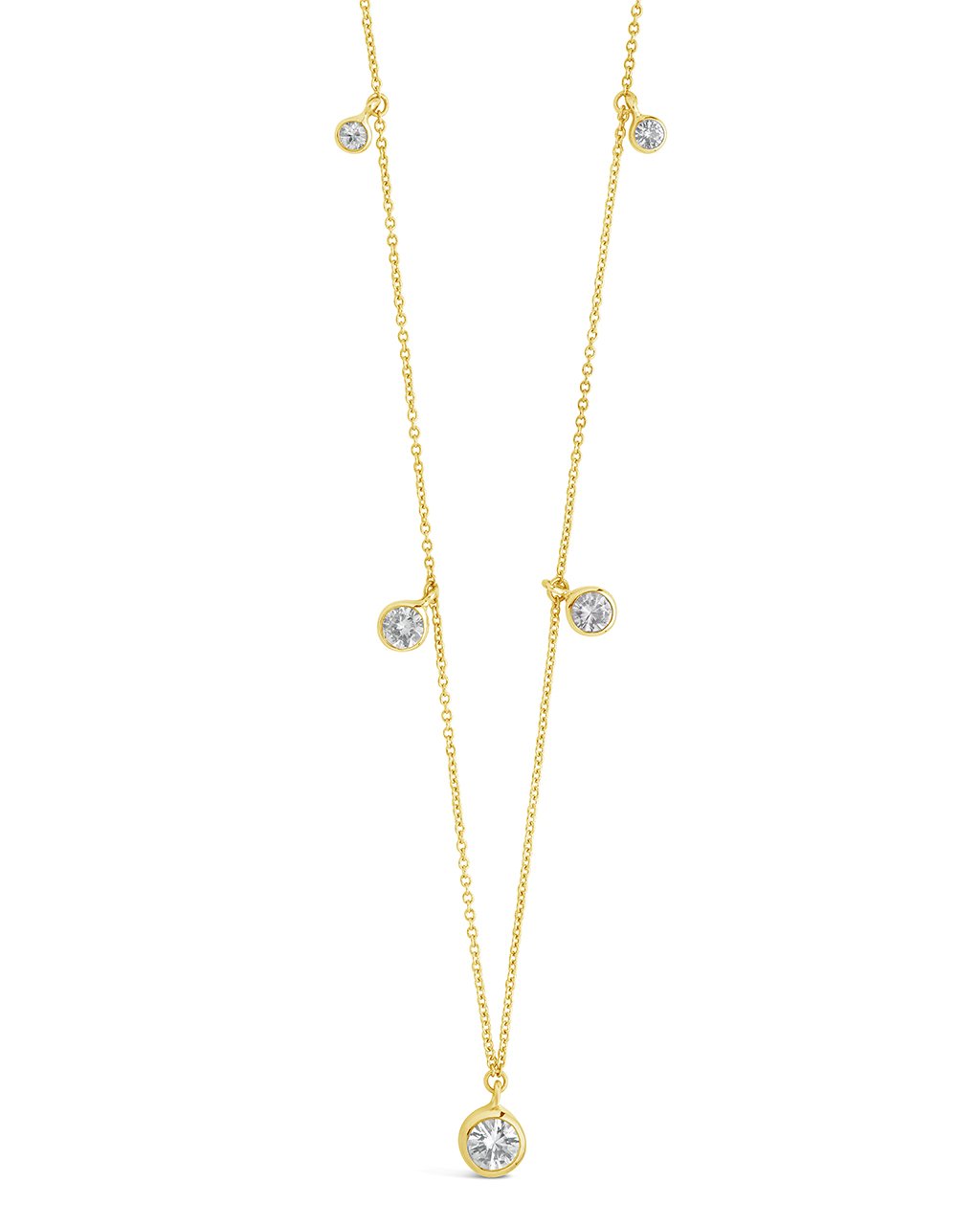 14K Gold Bezel White Sapphire Charm Necklace Fine Necklace SF Fine 