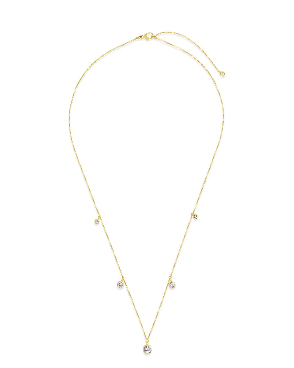 14K Gold Bezel White Sapphire Charm Necklace Fine Necklace SF Fine 14K Yellow Gold 