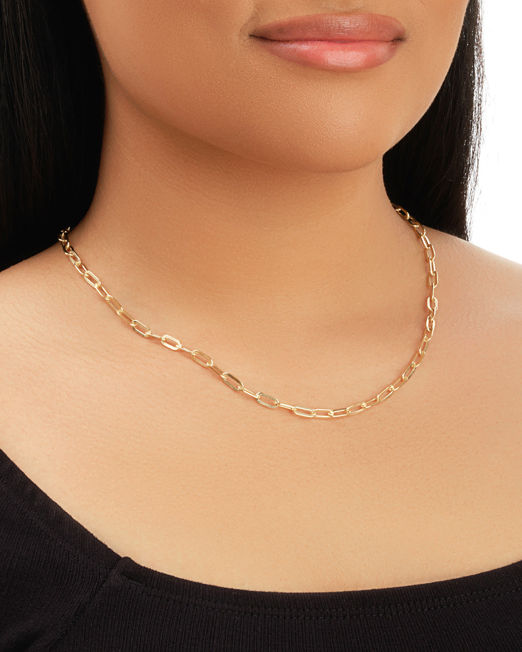 14K Italian Gold Elongated Paperclip Chain Fine Necklace SF Fine 