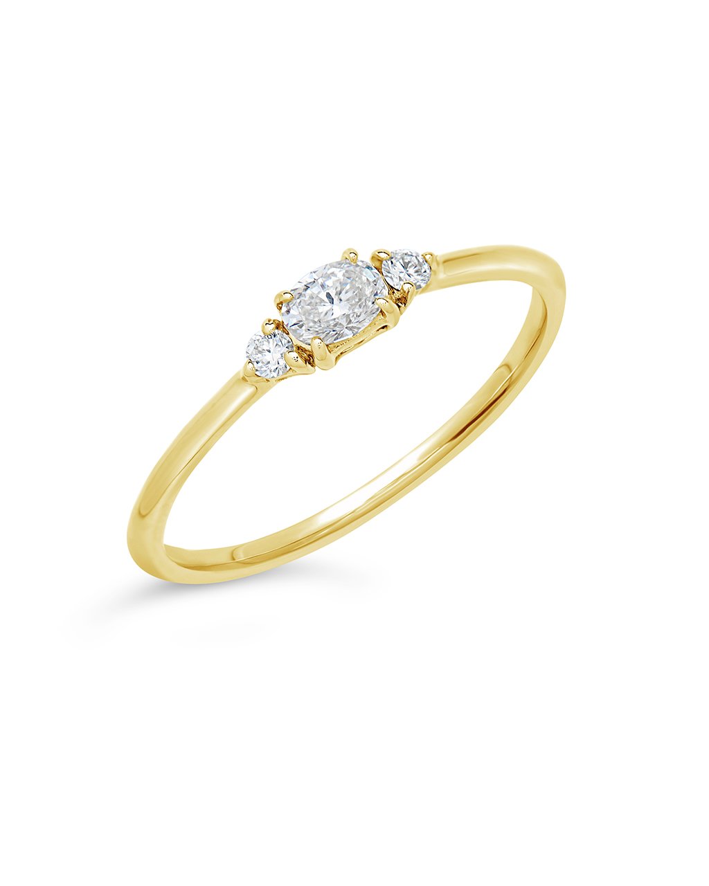 14K Gold Three-Stone Oval Diamond Ring Fine Ring SF Fine 