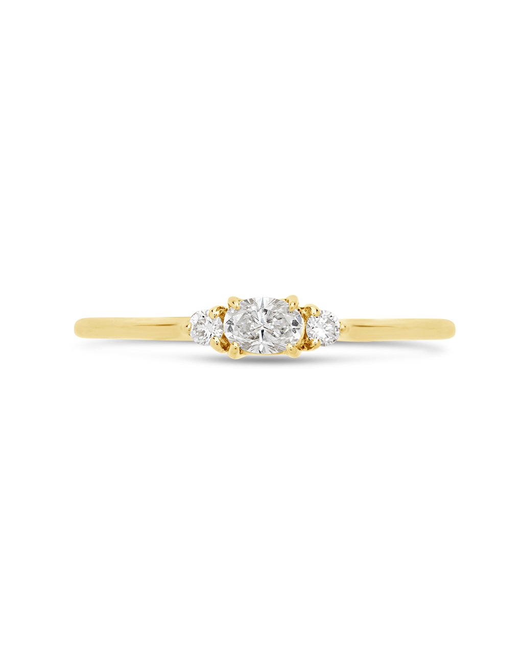 14K Gold Three-Stone Oval Diamond Ring Fine Ring SF Fine 