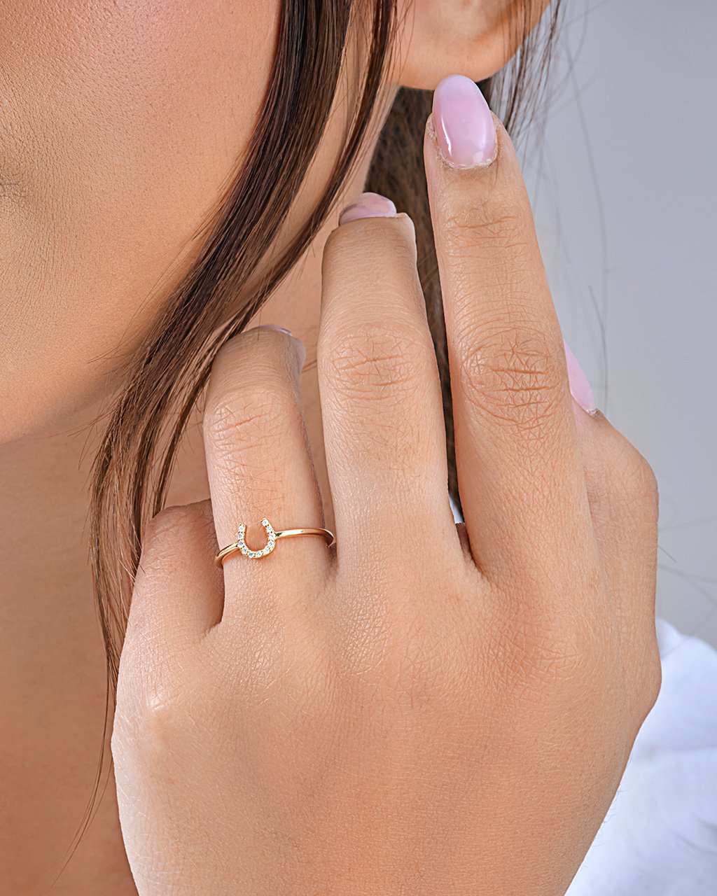 14K Gold Diamond Horseshoe Ring Fine Ring SF Fine 