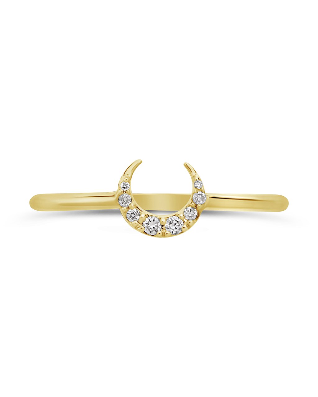 14K Gold Diamond Crescent Moon Ring Fine Ring SF Fine 