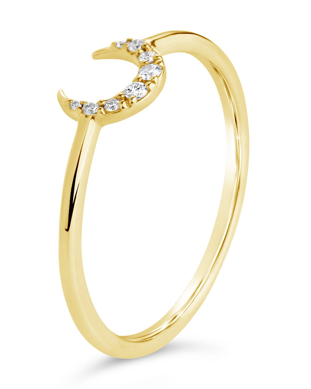 14K Gold Diamond Crescent Moon Ring Fine Ring SF Fine 