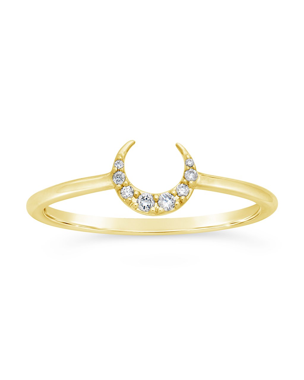 14K Gold Diamond Crescent Moon Ring Fine Ring SF Fine 