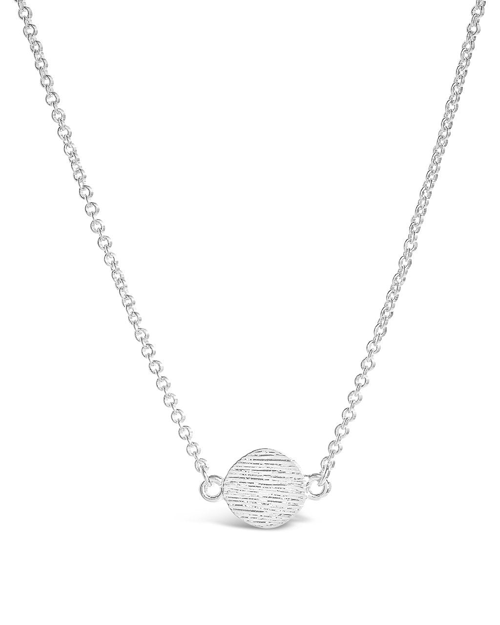 Delicate Textured Solid Circle Necklace - Sterling Forever