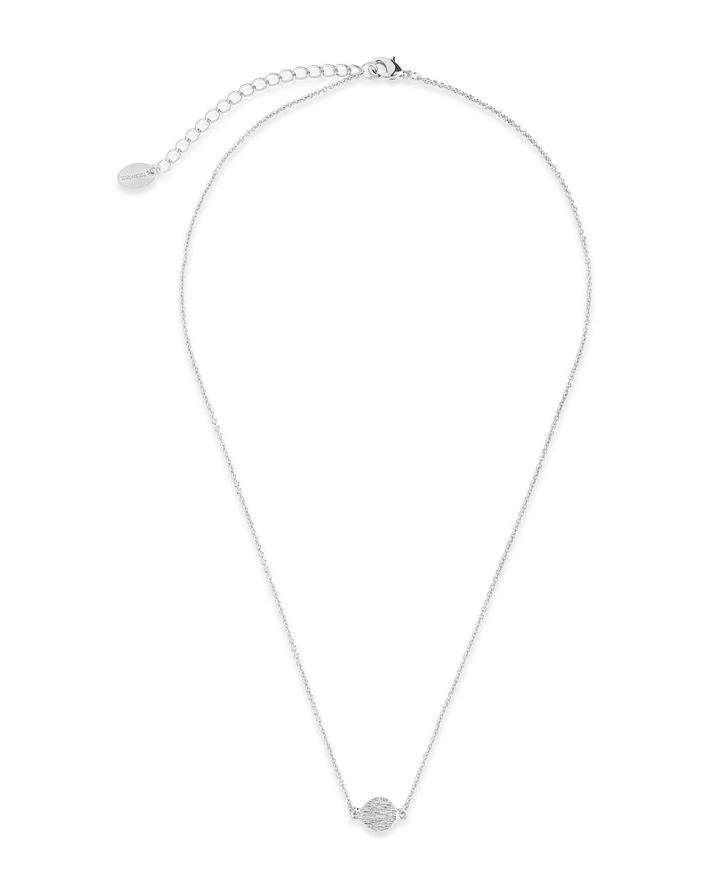 Delicate Textured Solid Circle Necklace - Sterling Forever