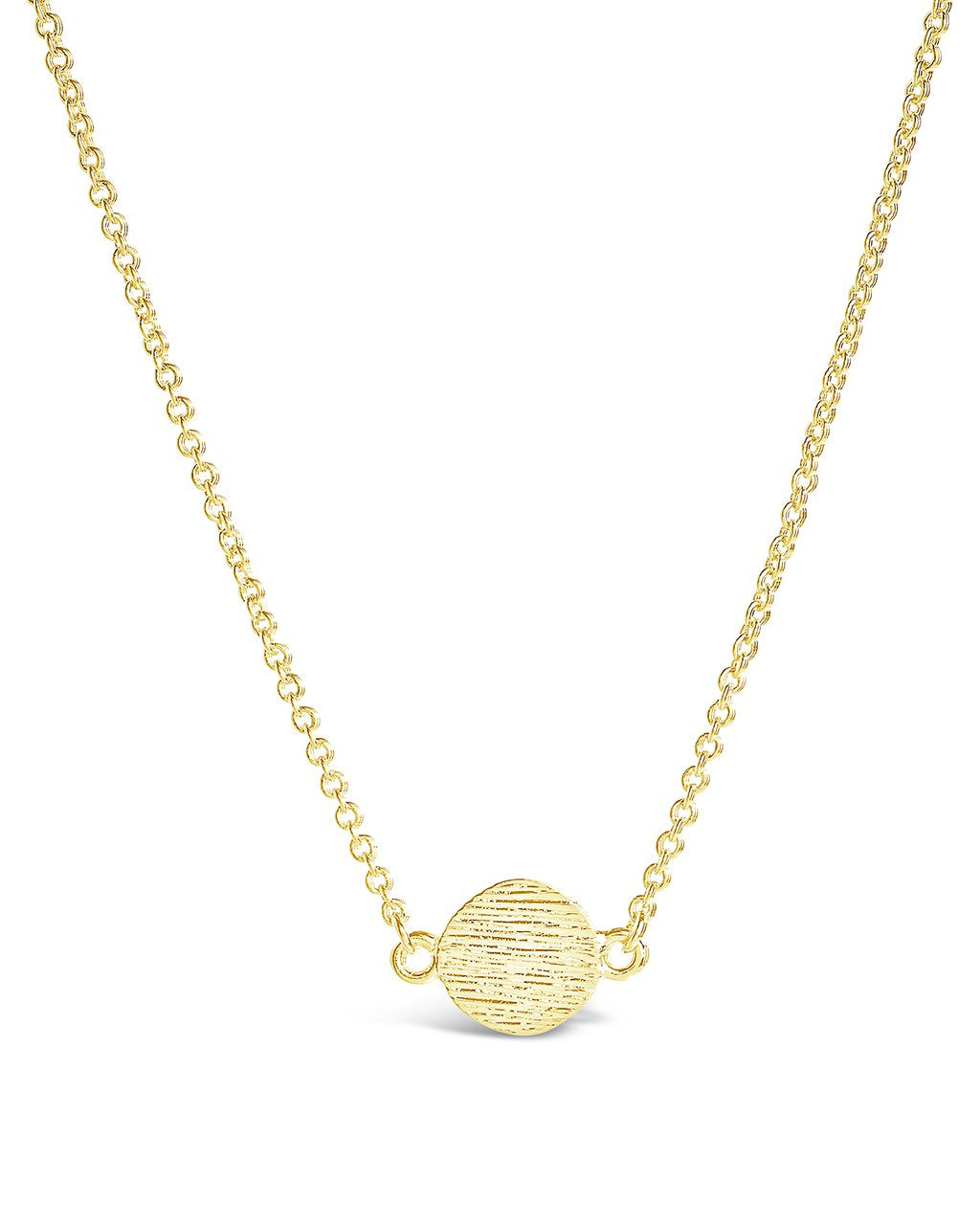 Delicate Textured Solid Circle Necklace - Sterling Forever