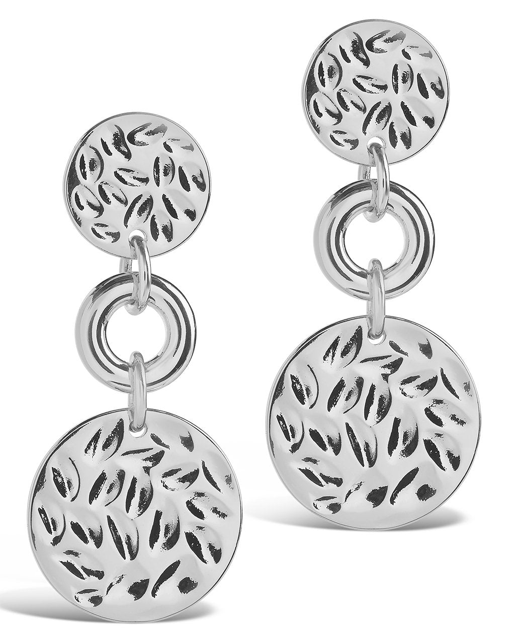 Textured Triple Circle Drop Earrings - Sterling Forever