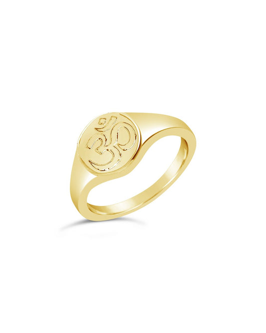 Om Engraved Signet Ring - Sterling Forever