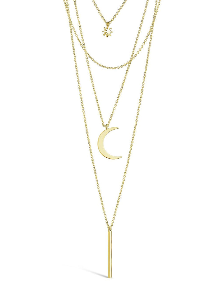 Crescent & Bar Multi Layer Necklace