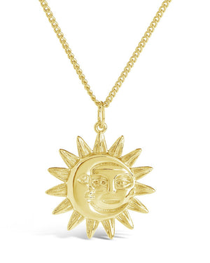 Moon & Sun Face Pendant Necklace