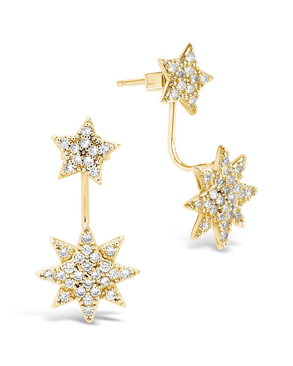CZ Starburst Jacket Earrings - Sterling Forever