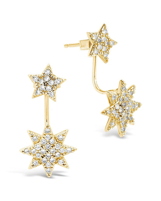CZ Starburst Jacket Earrings - Sterling Forever