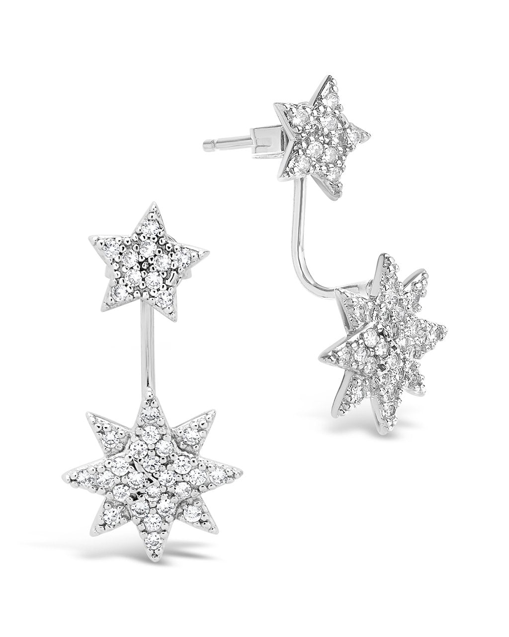 CZ Starburst Jacket Earrings - Sterling Forever