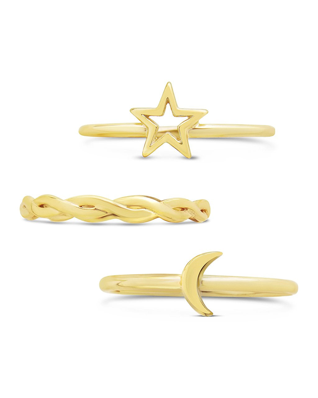 Sterling Silver Celestial Stacking Ring Set of 3 - Sterling Forever