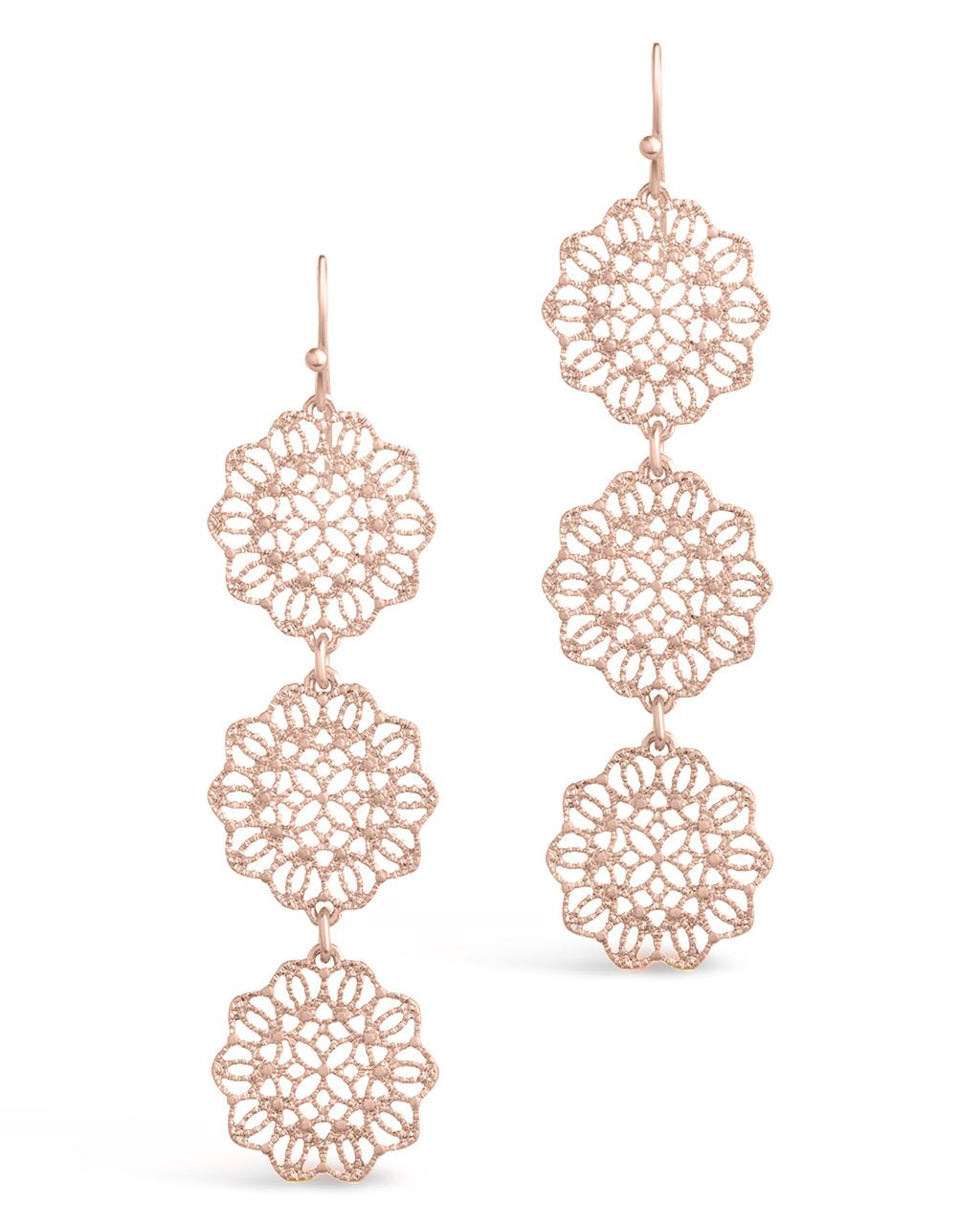 Intricate Filigree Disk Dangle Earrings - Sterling Forever