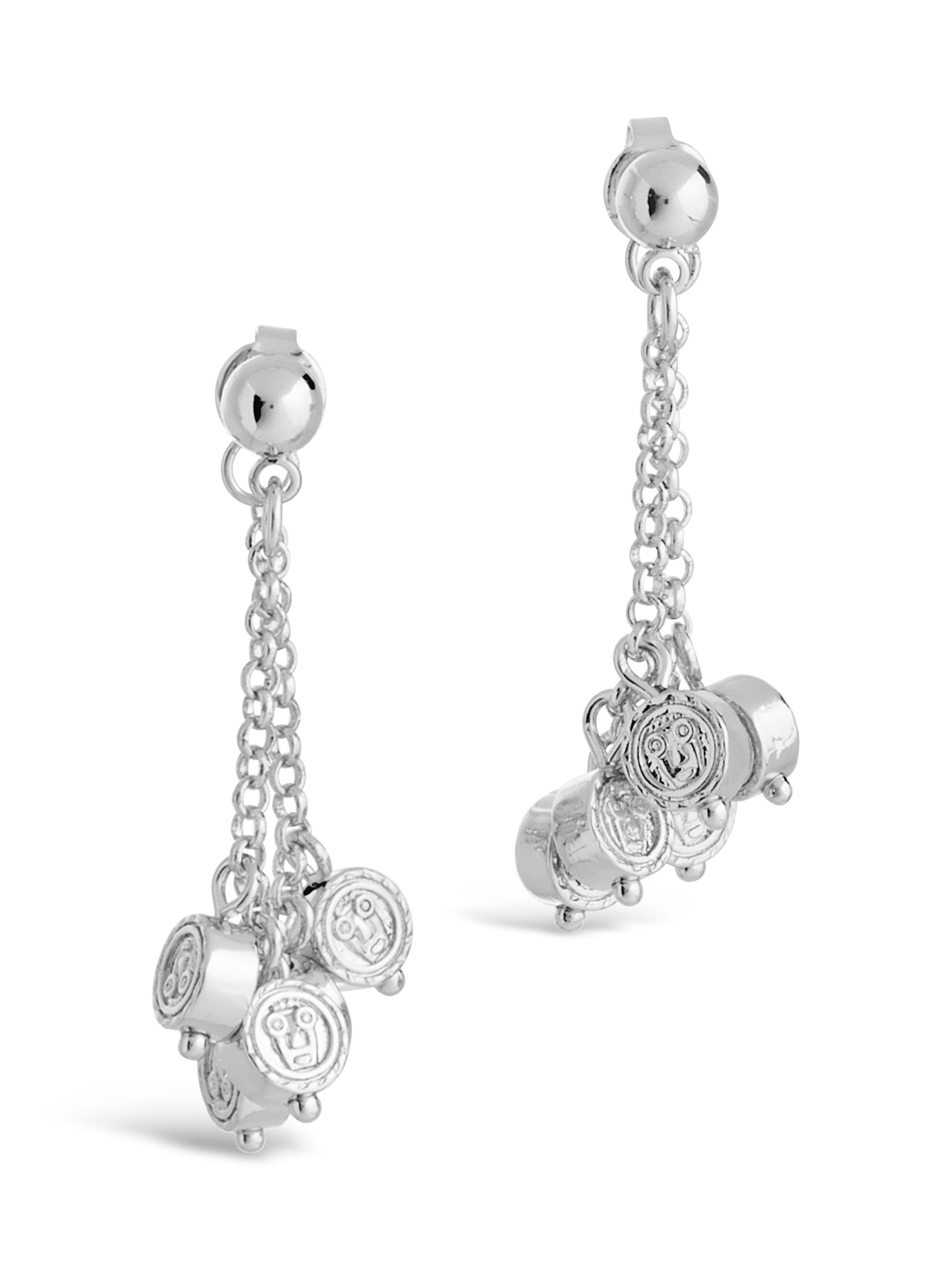 Beaded Medallion Chain Studs - Sterling Forever
