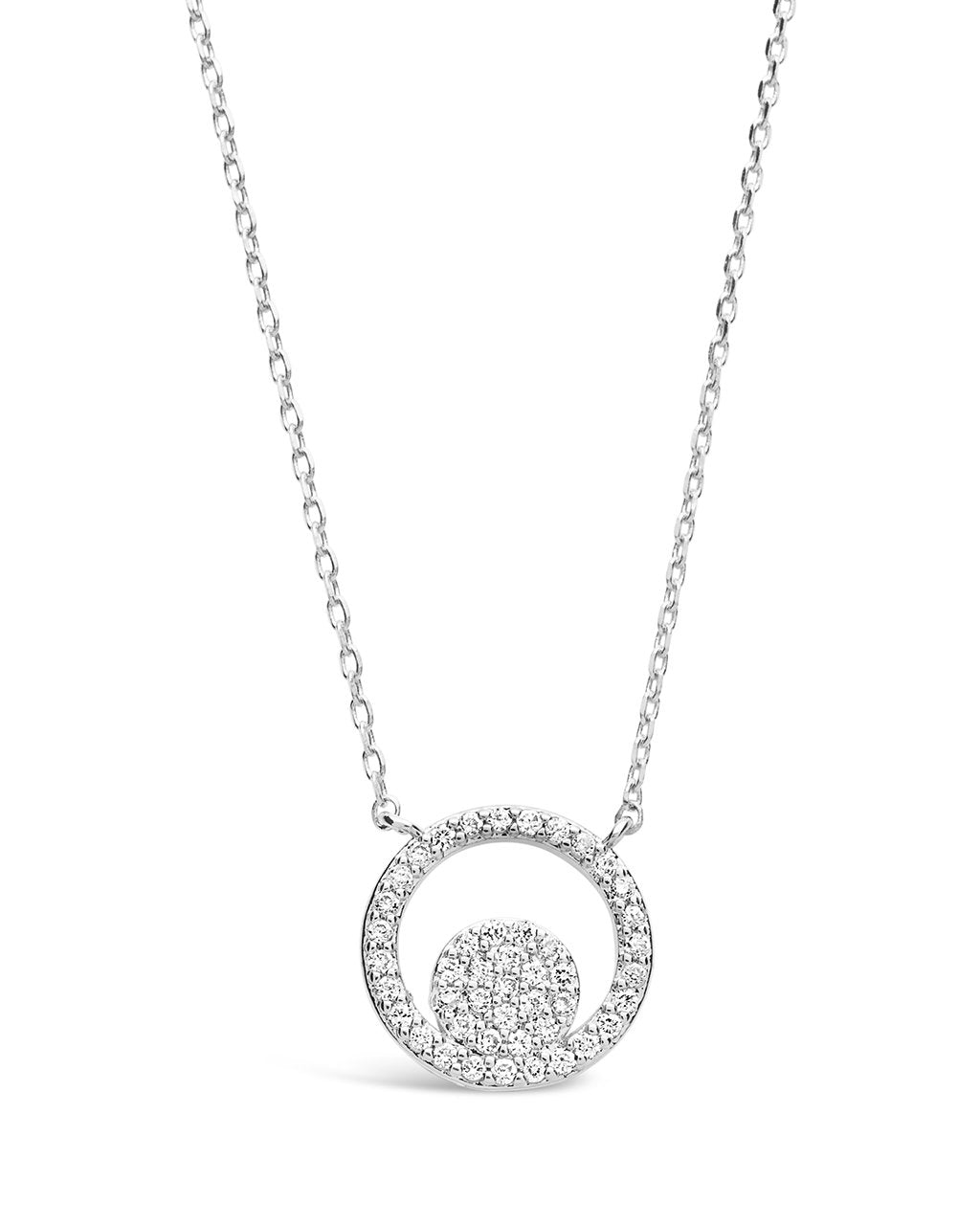 Sterling Silver CZ Circle Pendant Necklace - Sterling Forever