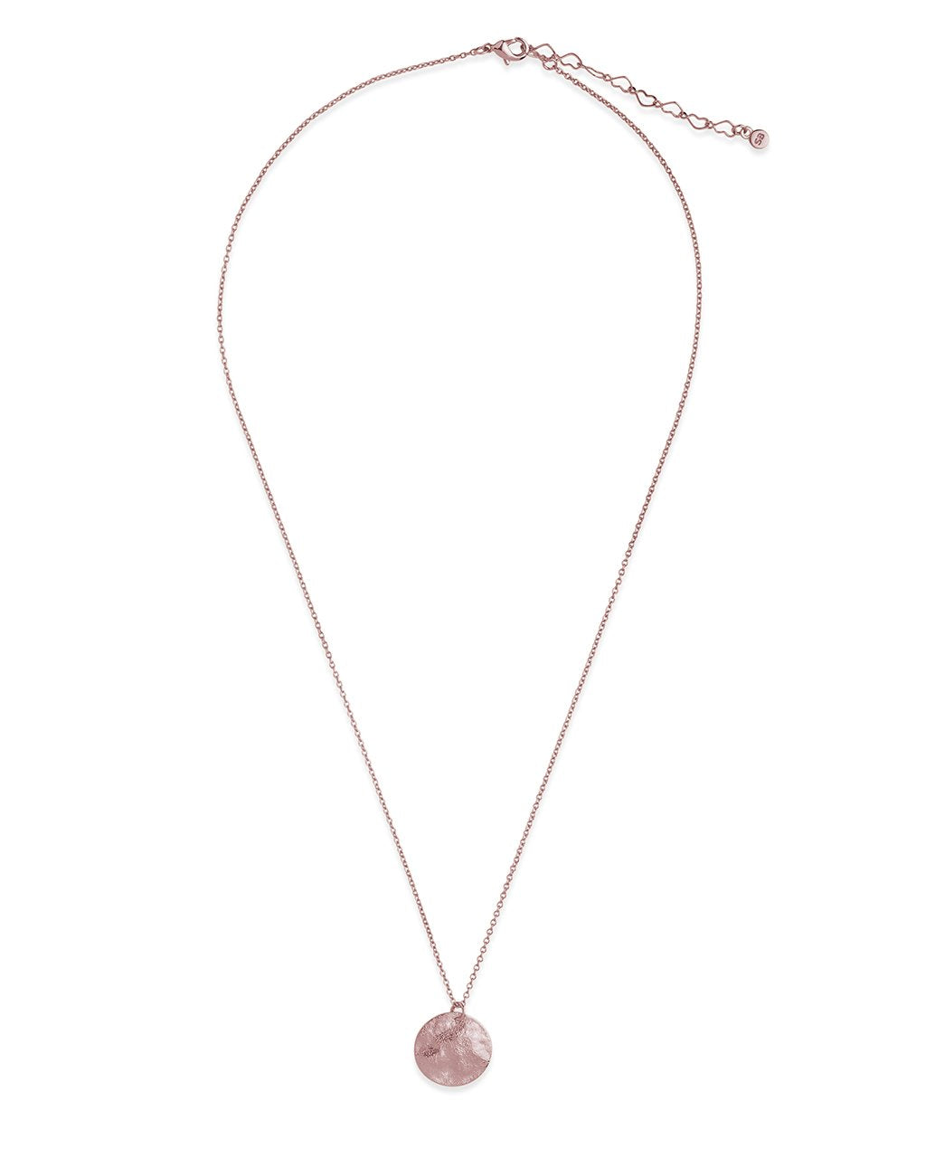 Sterling Silver Textured Wave Disk Necklace - Sterling Forever