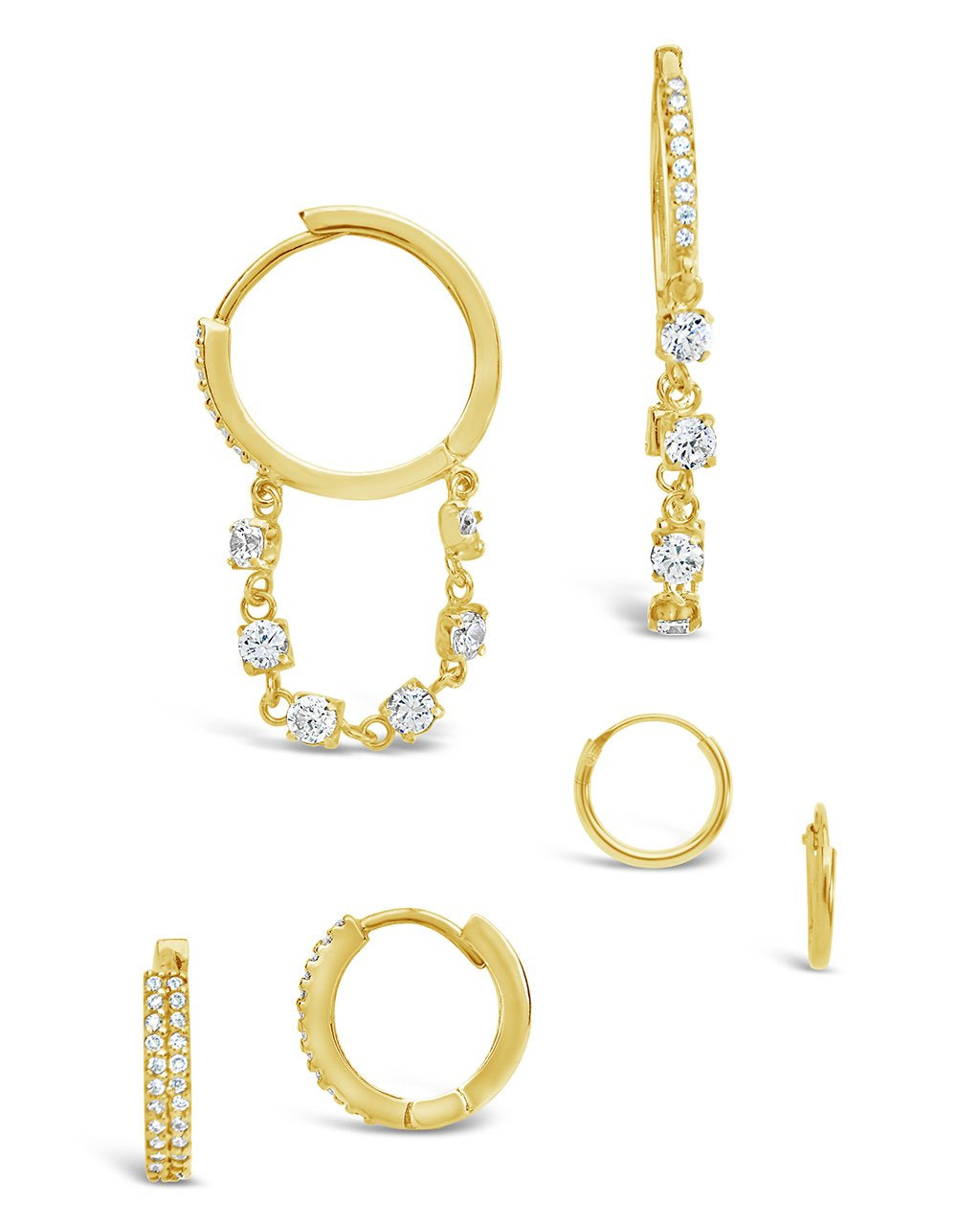 CZ Dangle Hoop Earring Set of 3 - Sterling Forever
