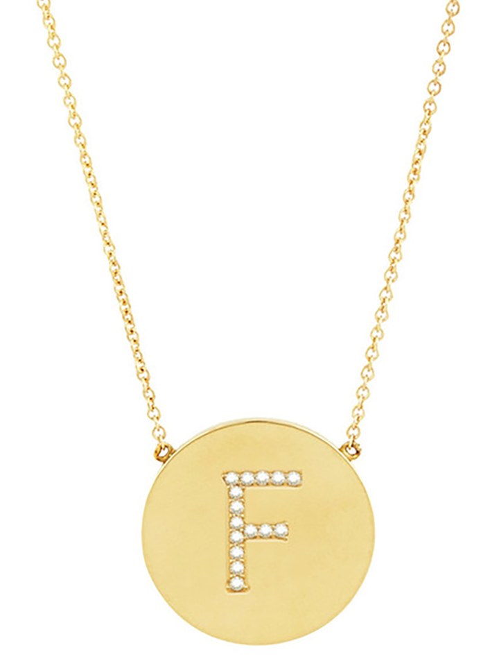 14K Gold Plated Sterling Silver CZ Round Initial Necklace