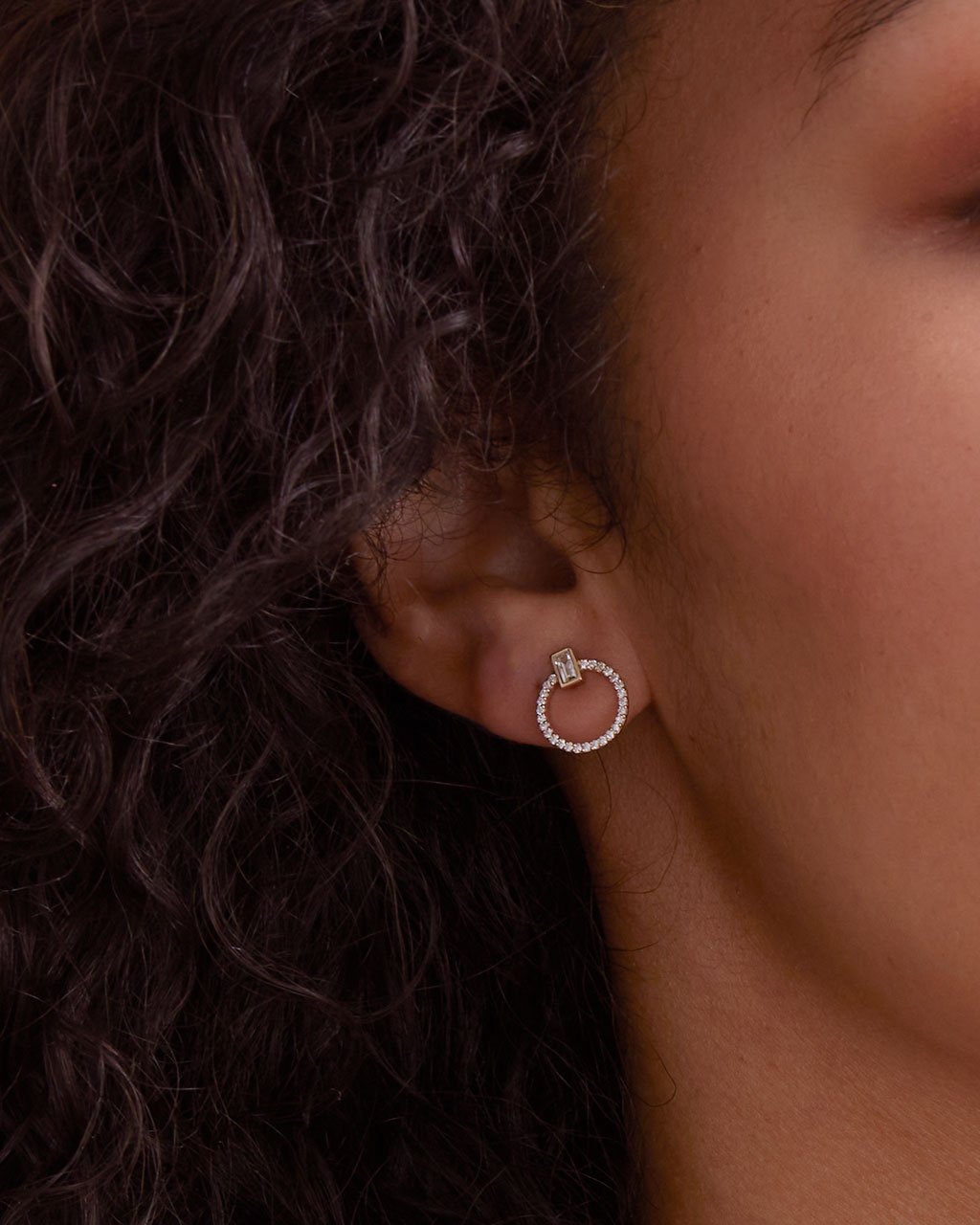 14K Gold Diamond Open Circle Stud Earrings Fine Earring SF Fine 