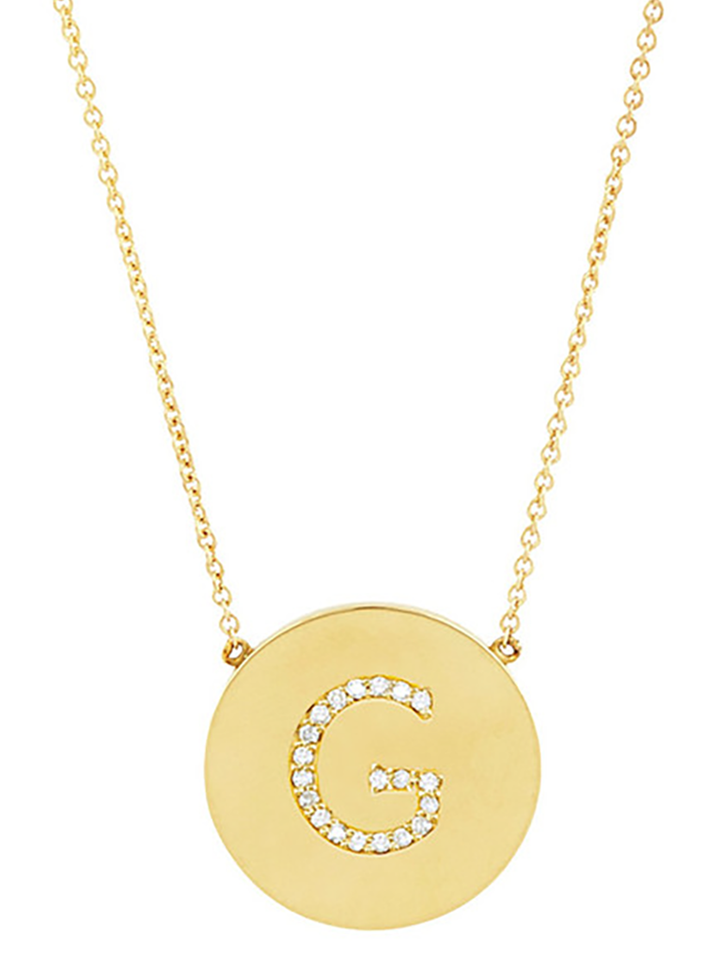 14K Gold Plated Sterling Silver CZ Round Initial Necklace