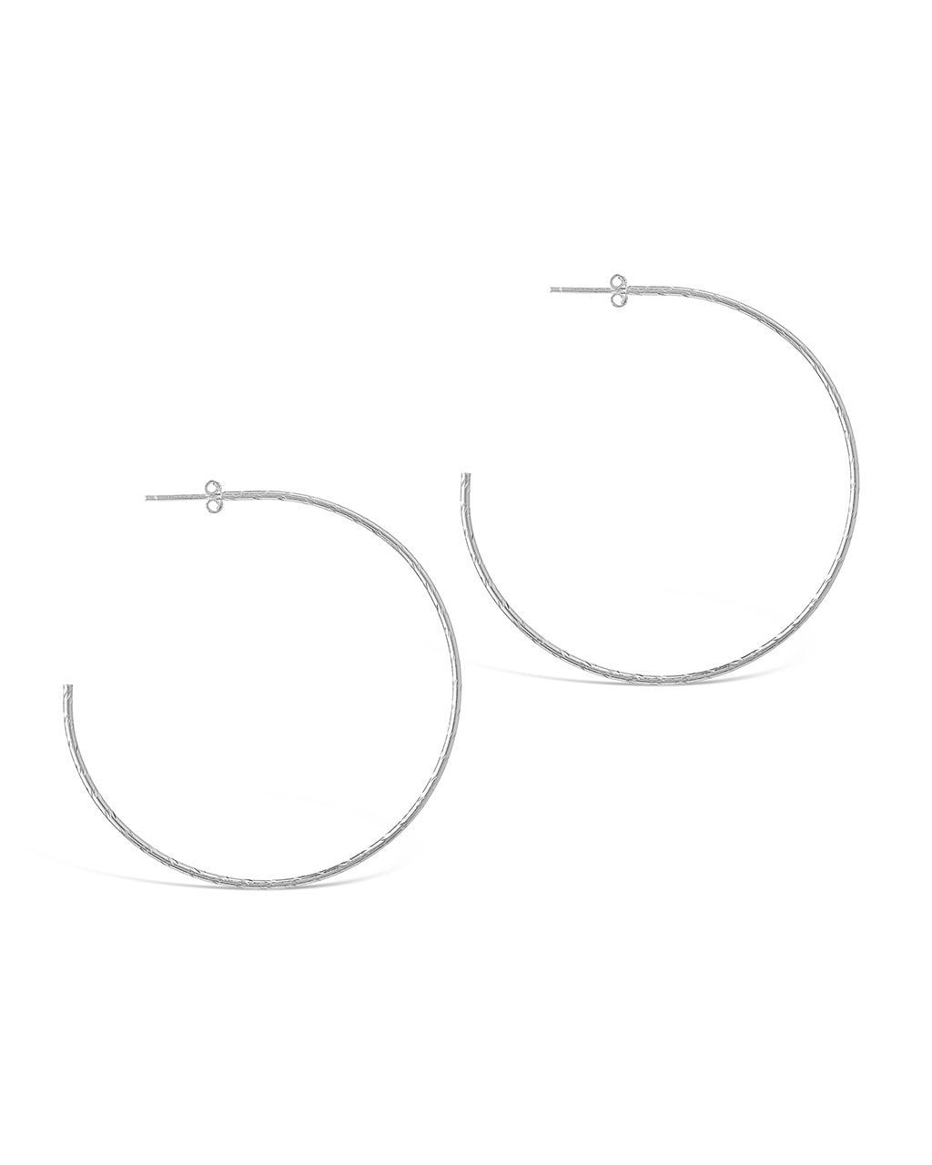 Sterling Silver Textured Hoops - Sterling Forever