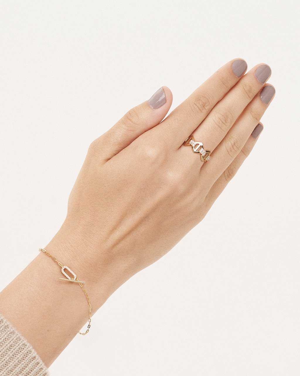 Hexagon Anchor Chain Ring Ring Sterling Forever 