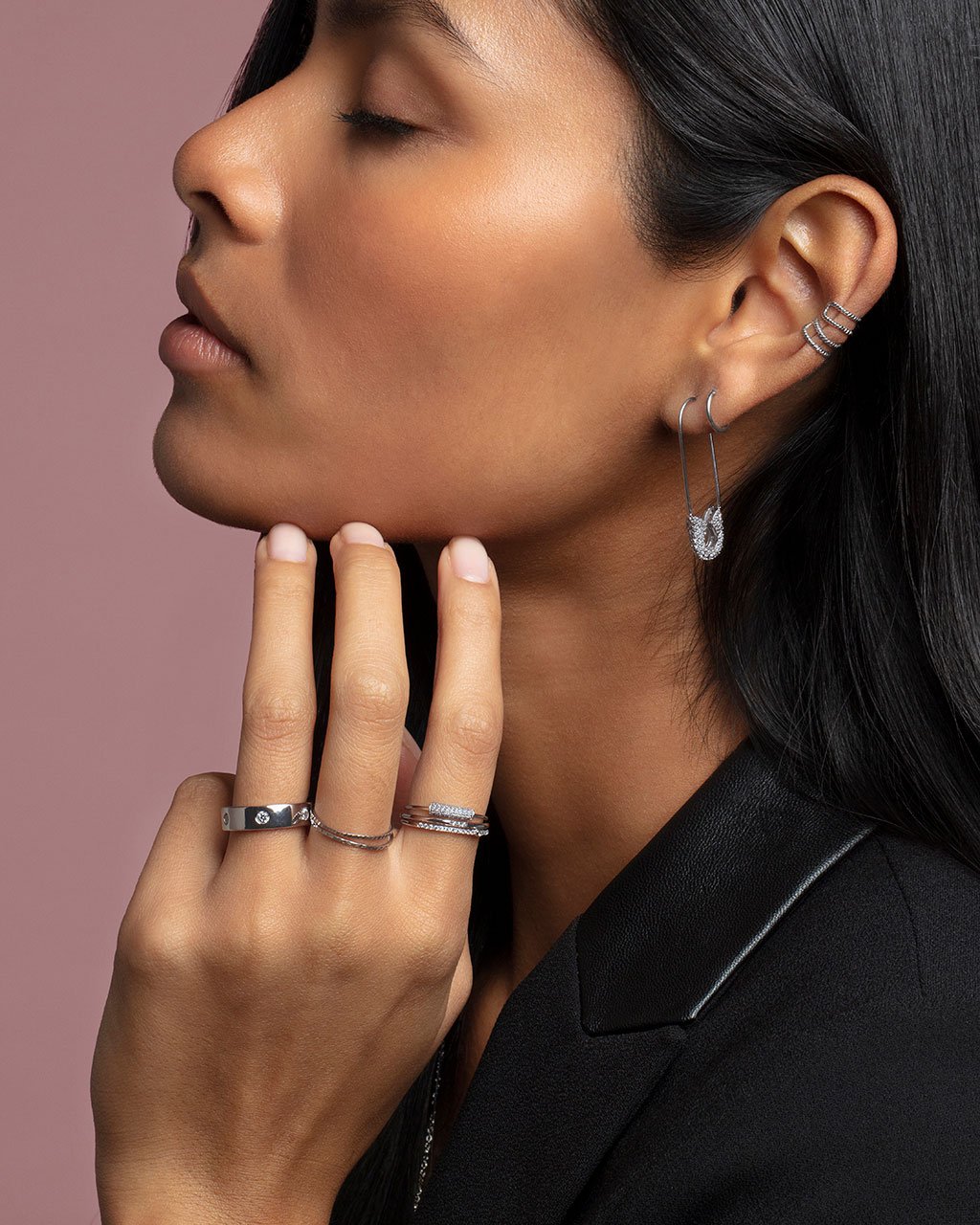 Braided Double Row Ear Cuff Set of 2 - Sterling Forever