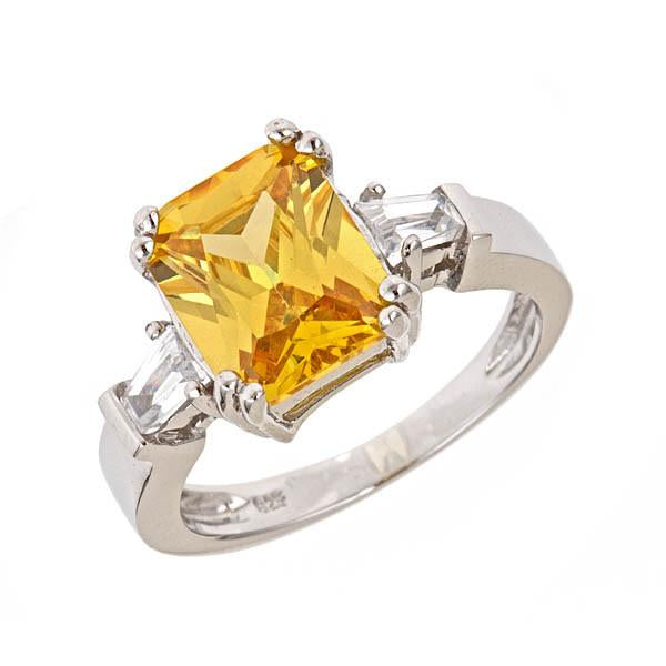 Sterling Silver Paris's Canary CZ Engagement Ring - Sterling Forever