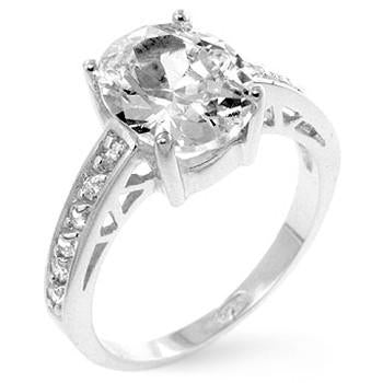 Sterling Silver Oval Engagement Ring - Sterling Forever
