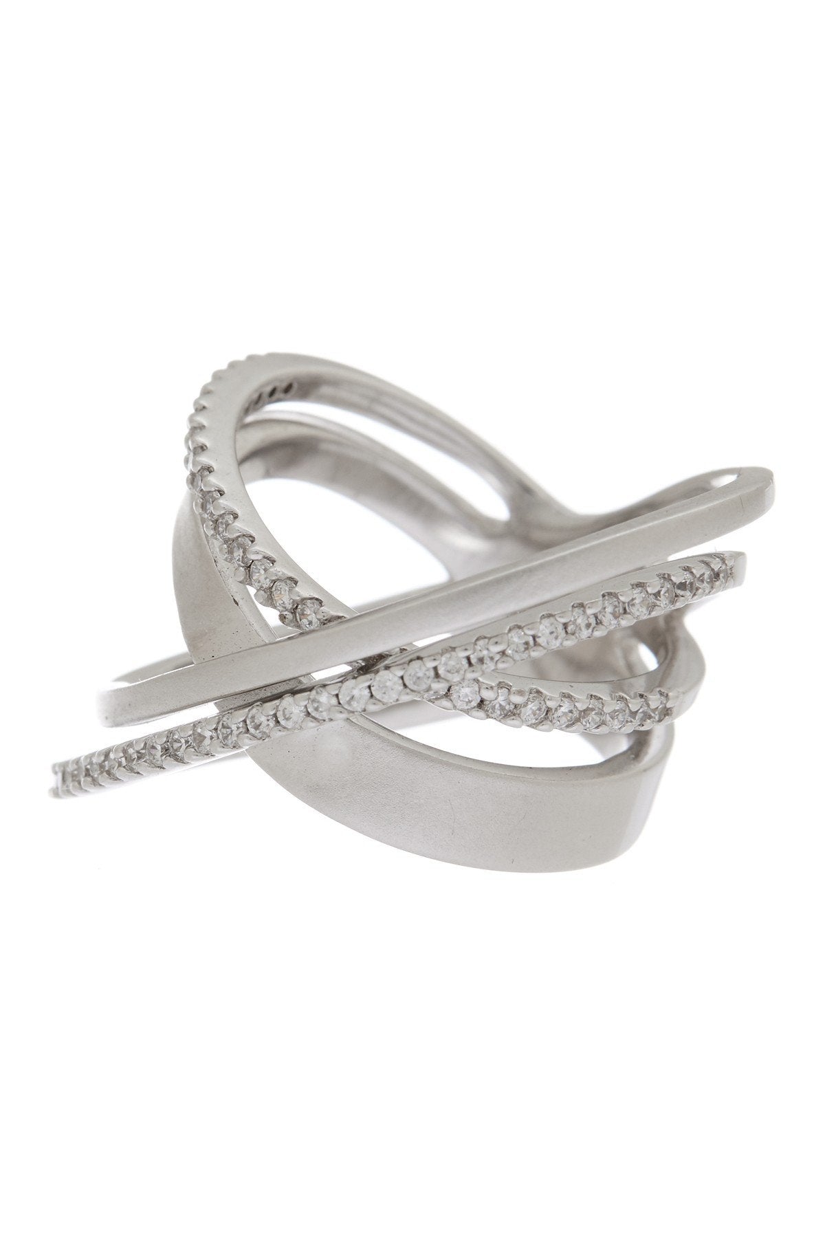 Sterling Silver Solid & CZ Double X Ring - Sterling Forever