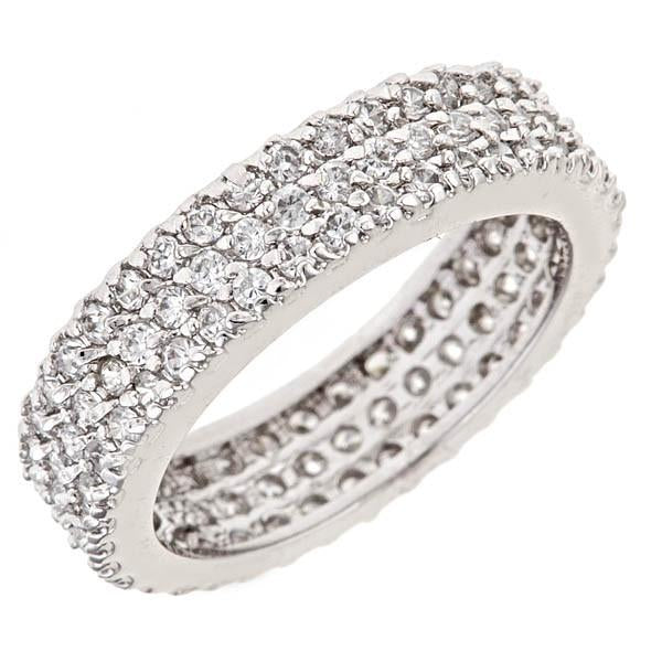 Sterling Silver Triple Row Cubic Zirconia Band Ring - Sterling Forever