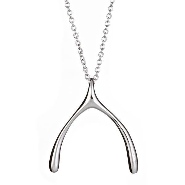 Silver Plated Wishbone Pendant Necklace - Sterling Forever