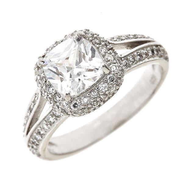 Sterling Silver Cushion Cut Engagement Ring - Sterling Forever
