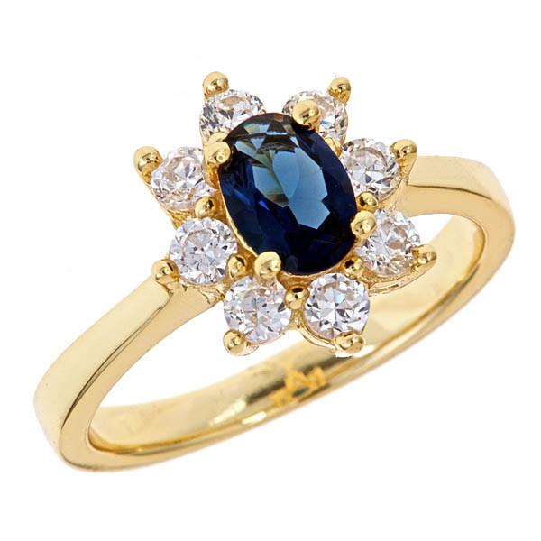 18K Gold Vermeil Royal Blue CZ Engagement Ring - Sterling Forever